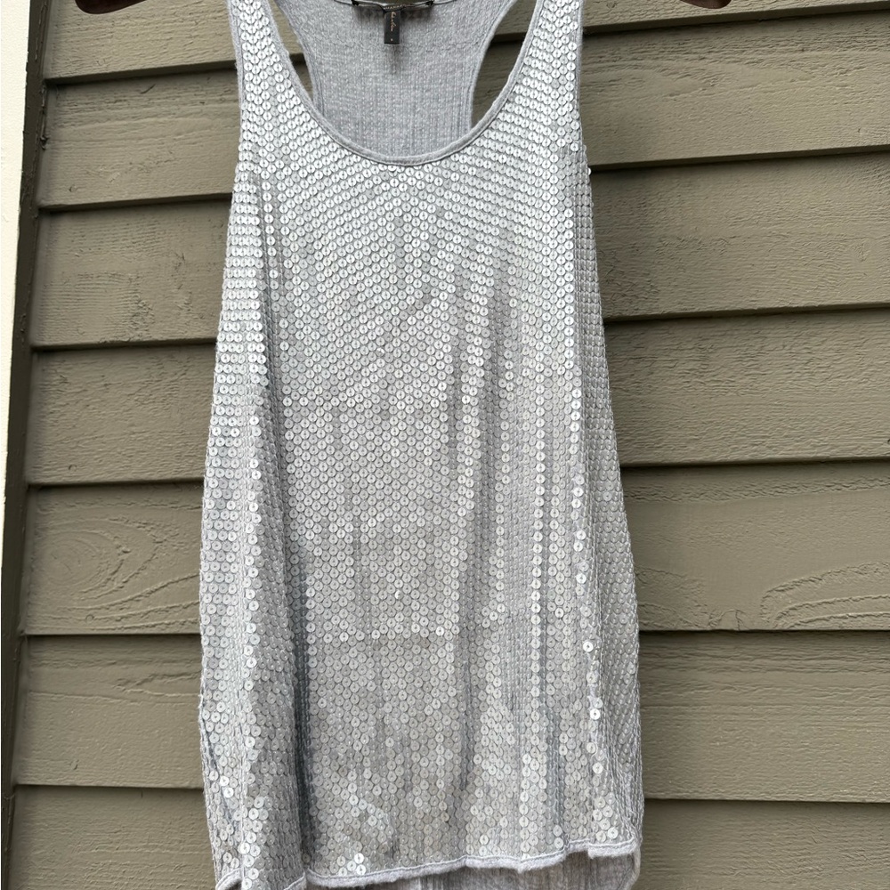 BCBG Maxazria Gray sequin tank Small. Sequins on both sides of this tank. Cute